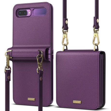 Калъф Ringke Signature Genuine Leather Gold Series за Samsung Galaxy Z Flip, Purple