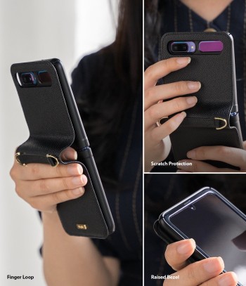Калъф Ringke Signature Genuine Leather Gold Series за Samsung Galaxy Z Flip, Black