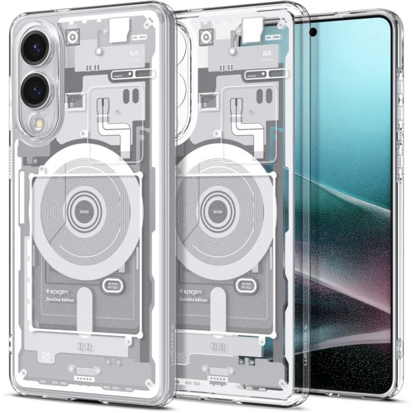 Spigen Ultra Hybrid Mag кейс – Galaxy S25 Edge – Zero One White – MagSafe съвместим