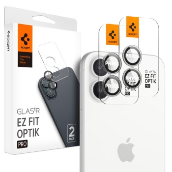 Spigen Optik Pro GLAS.tR EZ Fit протектор за камера – iPhone 16 / 16 Plus / 17 – Crystal Clear – 2 броя