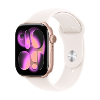 Apple Watch Series 11, 46mm – Розово злато с спортна каишка Light Blush (M/L)
