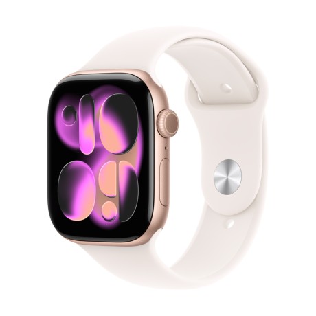 Apple Watch Series 11 42mm – Розово злато с спортна каишка Light Blush (S/M)