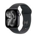 Apple Watch Series 11, 46mm – Алуминий Jet Black с черна спортна каишка (M/L)