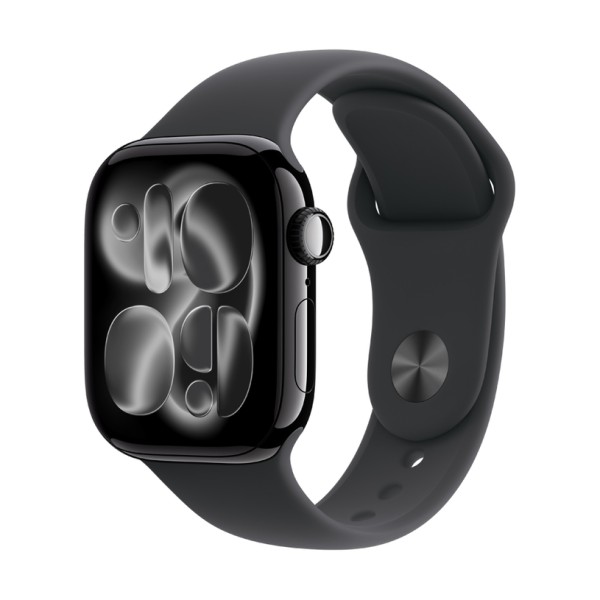 Apple Watch Series 11, 46mm – Алуминий Jet Black с черна спортна каишка (M/L)