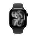 Apple Watch Series 11, 46mm – Алуминий Jet Black с черна спортна каишка (M/L)