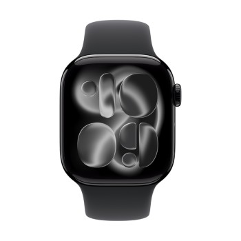 Apple Watch Series 11, 46mm – Алуминий Jet Black с черна спортна каишка (M/L)