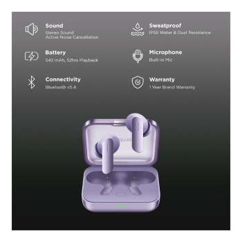 Realme Buds Air 7 – Безжични слушалки Purple с ANC, 52 часа батерия