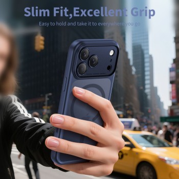 Tech-Protect MagPeak MagSafe CC калъф – iPhone 17 Pro – Матово тъмносин