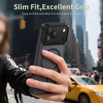 Tech-Protect MagPeak MagSafe CC калъф – iPhone 17 Pro – Матово черен