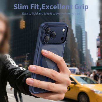 Tech-Protect MagPeak MagSafe CC калъф – iPhone 17 Pro Max – Deep Blue/Прозрачен