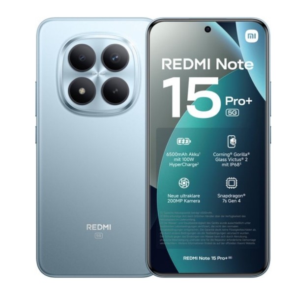 Смартфон Xiaomi Redmi Note 15 Pro+ 5G, 6.83 ", 256GB, Ram, 8GB, 200+8MP, Glacier Blue