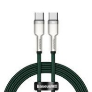 Кабел Baseus Cafule Series Metal Data USB Type C - USB Typ C Cable Power Delivery 100 W (20 V / 5 A) 1 m green (CATJK-C06)