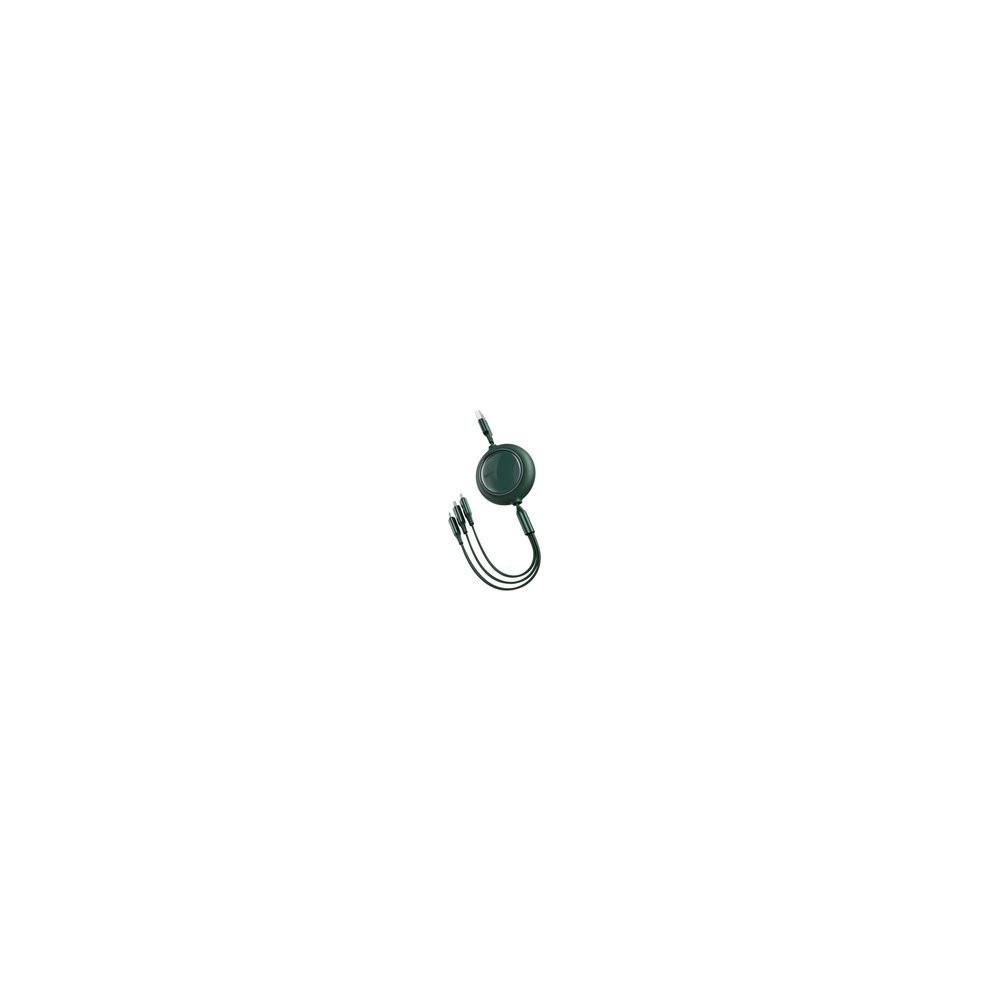 Кабел Baseus Bright Mirror flat retractable 3in1 data charging cable USB - USB Type C / Lightning / micro USB 3,5 A 1,2 m green 