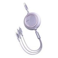 Кабел Baseus Bright Mirror flat retractable 3in1 data charging cable USB - USB Type C / Lightning / micro USB 3,5 A 1,2 m violet