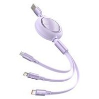 Кабел Baseus Bright Mirror One-for-three Retractable Data Cable USB to M+L+C 1.2m 66W Purple (CAMLC-MJ05)
