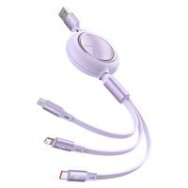 Кабел Baseus Bright Mirror One-for-three Retractable Data Cable USB to M+L+C 1.2m 66W Purple (CAMLC-MJ05)