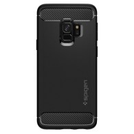 Spigen Rugged Armor удароустойчив силиконов (TPU) калъф за Samsung Galaxy S9, Matte Black