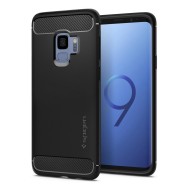 Spigen Rugged Armor удароустойчив силиконов (TPU) калъф за Samsung Galaxy S9, Matte Black