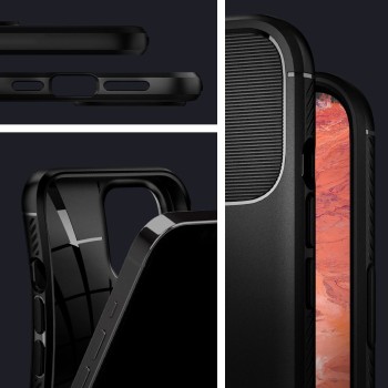 Удароустойчив силиконов кейс Spigen Rugged Armor за iPhone 12 Pro Max, Matte Black