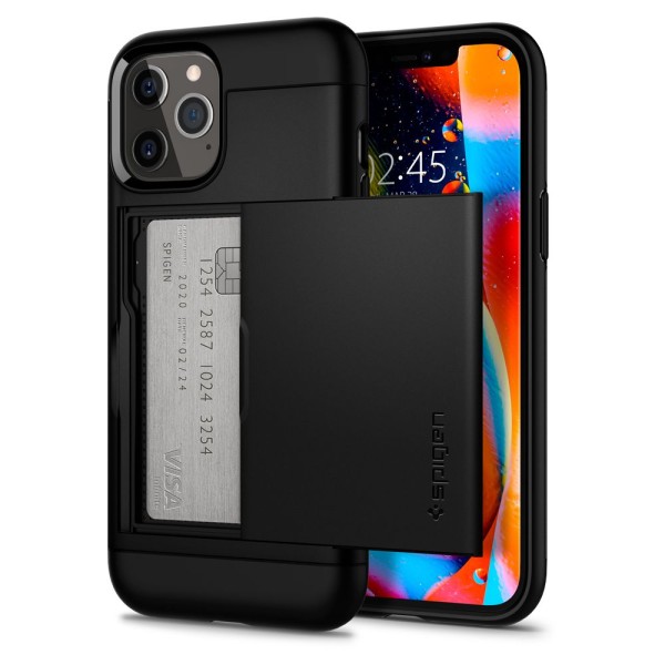 Удароустойчив силиконов кейс Spigen Slim Armor CS за iPhone 12 Pro Max, Black