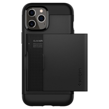 Удароустойчив силиконов кейс Spigen Slim Armor CS за iPhone 12 Pro Max, Black