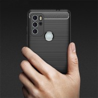 Калъф TECH-PROTECT TPUCARBON за MOTOROLA MOTO G60S, Черен
