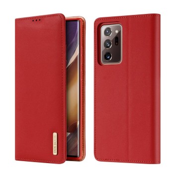 Калъф DUX DUCIS Wish Genuine Leather Bookcase за Samsung Galaxy Note 20 Ultra, red