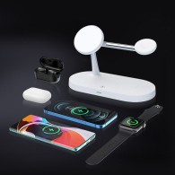 Безжично зарядно TECH-PROTECT A12 3IN1 MAGNETIC MAGSAFE WIRELESS CHARGER, Бял