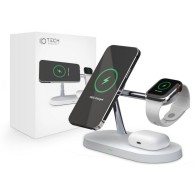 Безжично зарядно TECH-PROTECT A12 3IN1 MAGNETIC MAGSAFE WIRELESS CHARGER, Бял