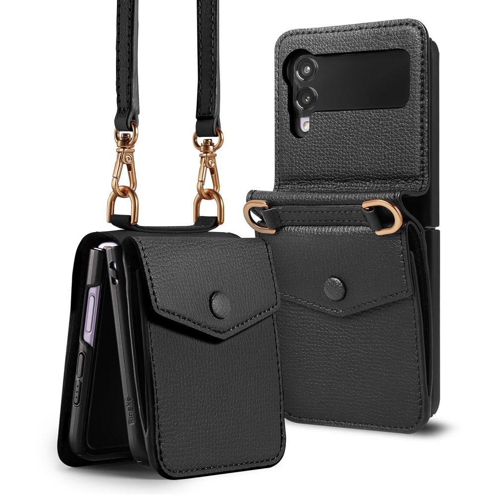 Калъф Ringke Signature Leather Gold Series за Samsung Galaxy Z Flip 3, Black