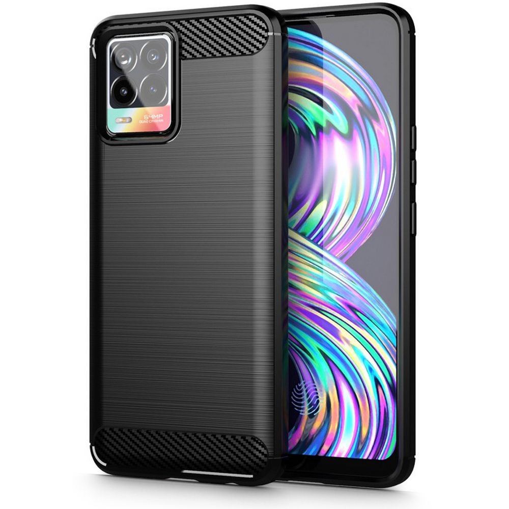 Калъф TECH-PROTECT TPUCARBON за REALME 8/8 PRO, Черен