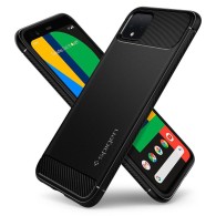 Spigen Rugged Armor удароустойчив силиконов (TPU) калъф за Google Pixel 4, Matte Black