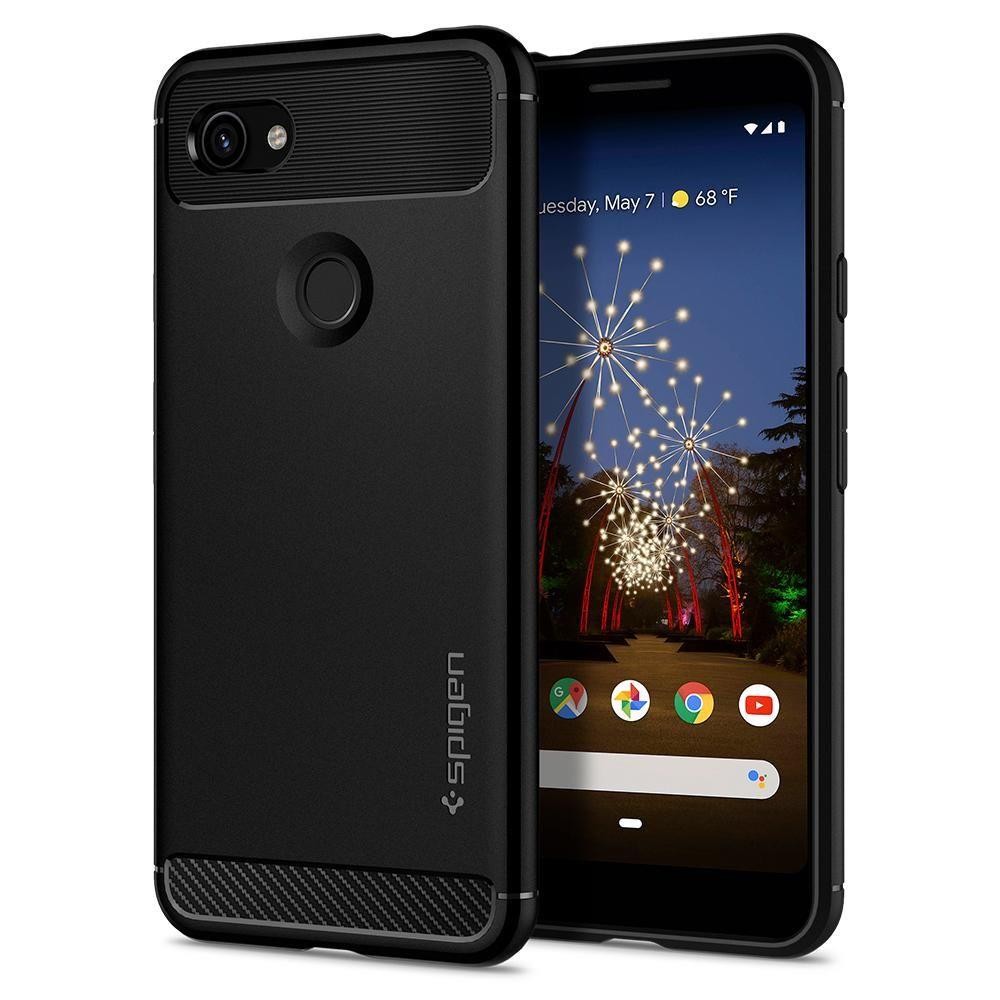 Spigen Rugged Armor удароустойчив силиконов (TPU) калъф за Google Pixel 3a XL, Matte Black