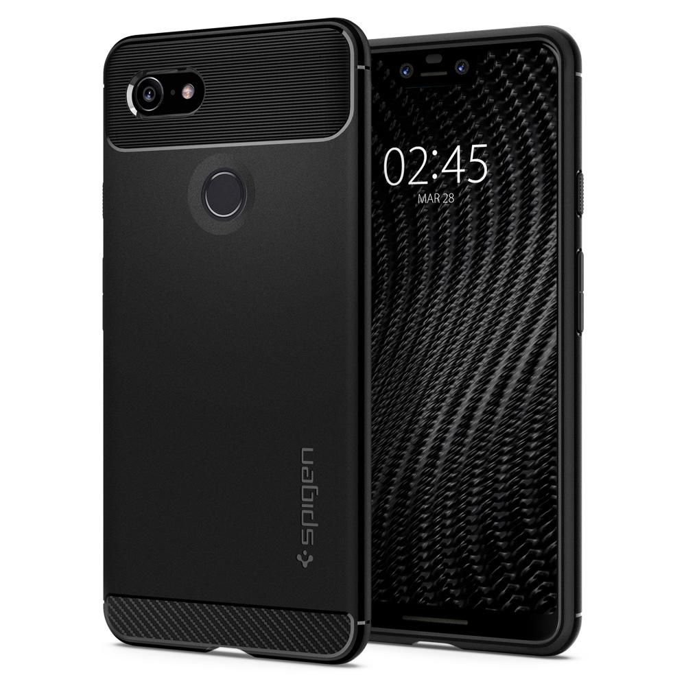 Spigen Rugged Armor удароустойчив силиконов (TPU) калъф за Google Pixel 3 XL, Black