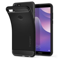 Spigen Rugged Armor удароустойчив силиконов (TPU) калъф за Huawei Y7 Prime (2018) / Honor 7c, Black
