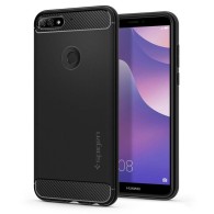 Spigen Rugged Armor удароустойчив силиконов (TPU) калъф за Huawei Y7 Prime (2018) / Honor 7c, Black