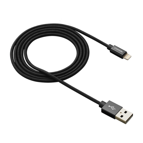 USB Кабел Canyon CNS-MFIC3 Lightning, MFI, certified by Apple, 1M, Черен