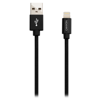 USB Кабел Canyon CNS-MFIC3 Lightning, MFI, certified by Apple, 1M, Черен