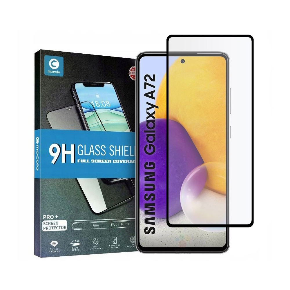 Стъклен протектор MOCOLO TG+FULL GLUE за SAMSUNG GALAXY A72, Черен