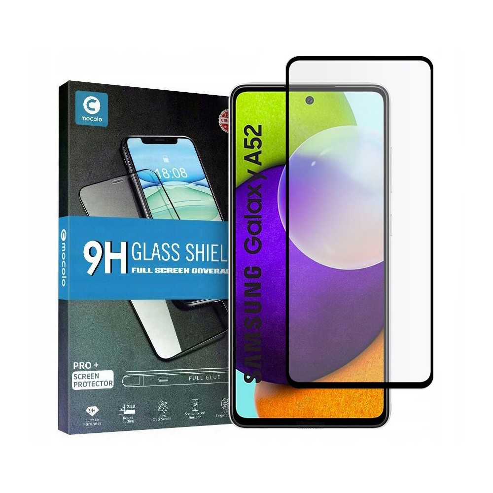 Стъклен протектор MOCOLO TG+FULL GLUE за SAMSUNG GALAXY A52 / A52S, Черен