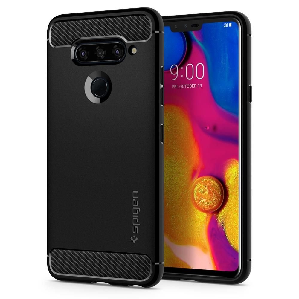 Spigen Rugged Armor удароустойчив силиконов (TPU) калъф за LG V40 Thinq, Black