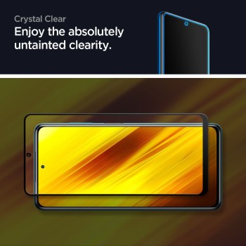 Стъклен Протектор  Spigen Glass FC за Xiaomi Poco X3 NFC, Black