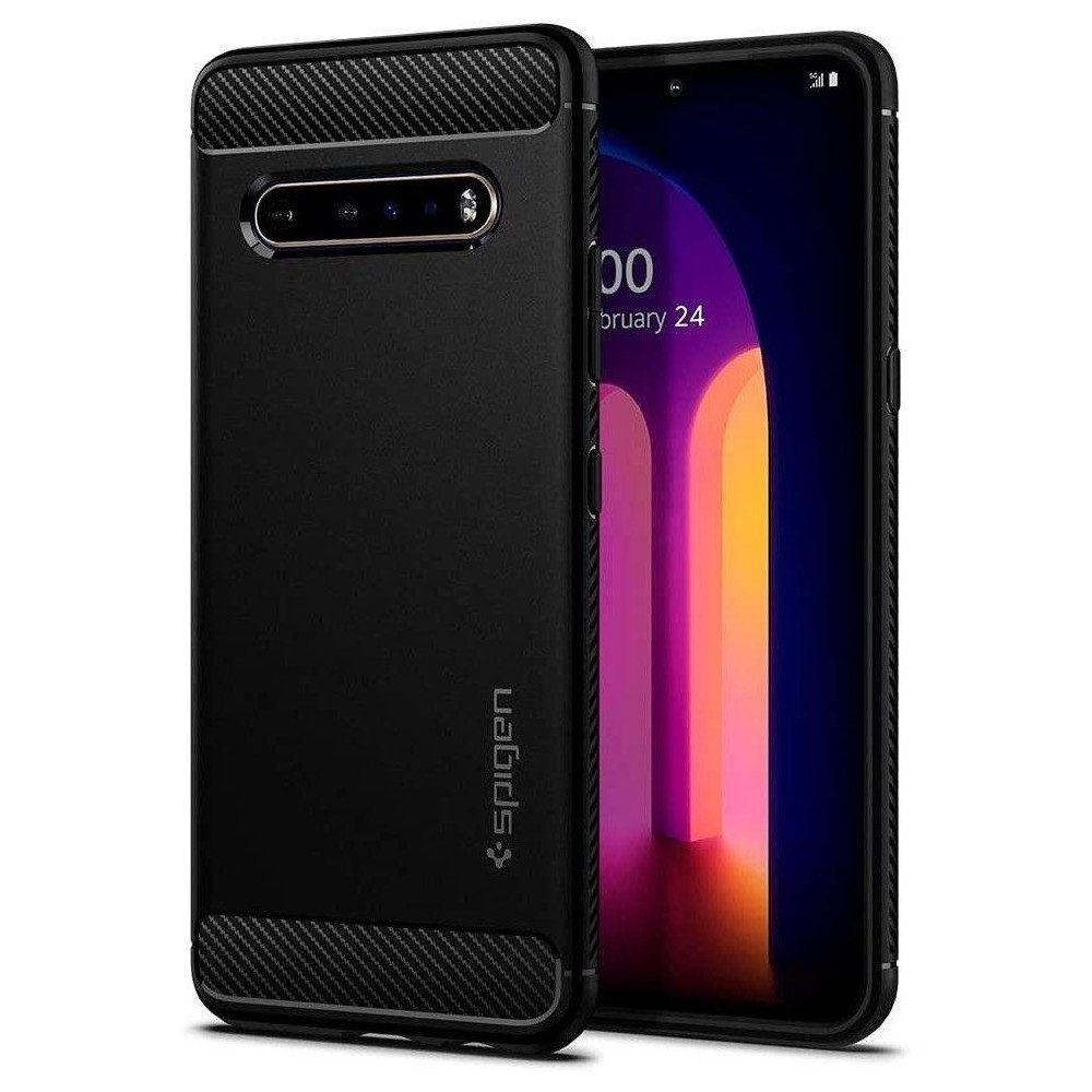 Spigen Rugged Armor удароустойчив силиконов (TPU) калъф за LG V60 Thinq, Black