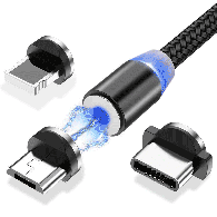 Wozinsky Magnetic кабел с магнитен накрайник с USB-C, MicroUSB и Lightning конектор