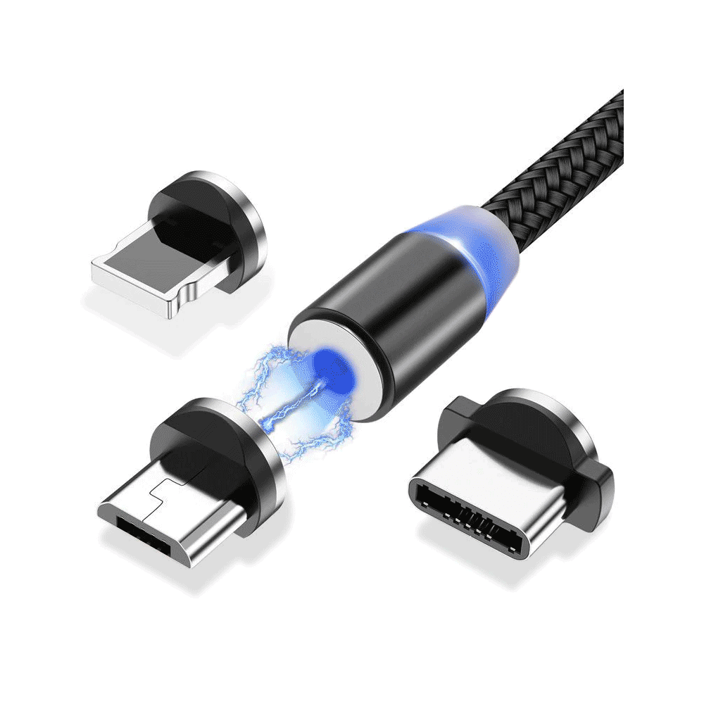 Wozinsky Magnetic кабел с магнитен накрайник с USB-C, MicroUSB и Lightning конектор