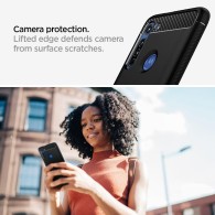 Spigen Rugged Armor удароустойчив силиконов (TPU) калъф за Motorola Moto G8, Matte Black