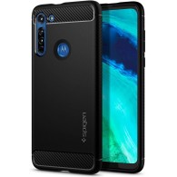 Spigen Rugged Armor удароустойчив силиконов (TPU) калъф за Motorola Moto G8, Matte Black