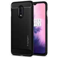 Spigen Rugged Armor удароустойчив силиконов (TPU) калъф за OnePlus 7 Matte, Black