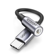 Адаптер за слушалки Ugreen 3,5 mm mini jack към USB Type C, 10cm, Черен