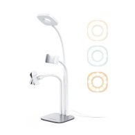 Ugreen поставка за телефон for live streaming YouTube TikTok video recording set LED ring flash (60318), Бял